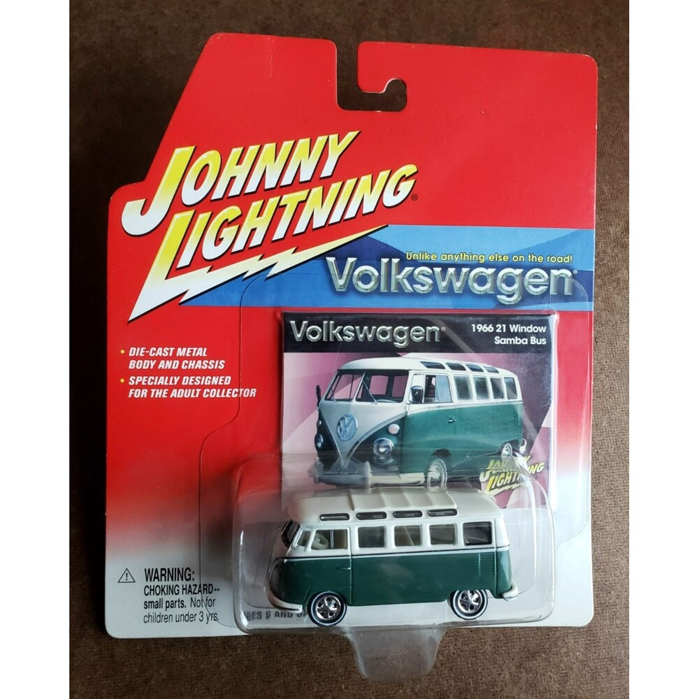 2002 Johnny Lightning VOLKSWAGEN VW 1966 21 WINDOW SAMBA BUS GREEN 1:64 5 Spoke - Picture 3 of 16